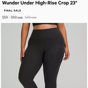Lululemon Wunder under crop size 6.